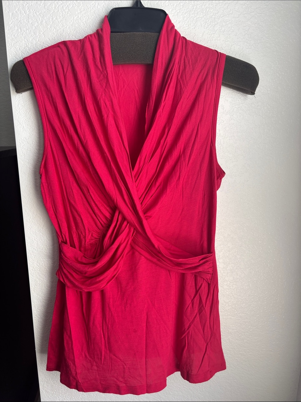 Elie Tahari V-Neck Draped Top in Bright Red